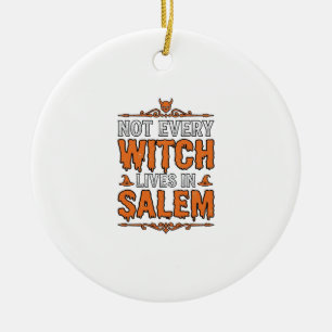 Vintage Hexe Salem Halloween-Schriftzug Design_1 Keramik Ornament
