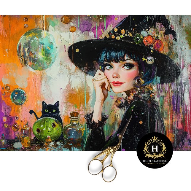 Vintage Hexe & Tränenflaschen Halloween-Dekoupage Seidenpapier (Von Creator hochgeladen)