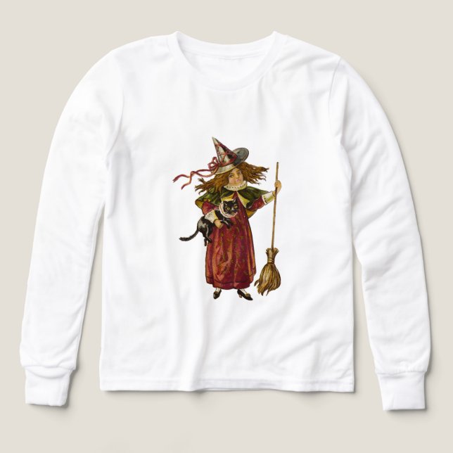 Vintage Hexe und Katze (Design Vorderseite)