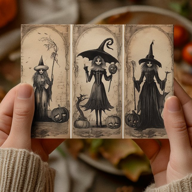 Vintage Hexen AltHalloween-Dekoupage Postkarte (Von Creator hochgeladen)