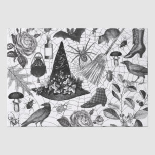 Vintage-Hexen-Blumen-Halloween-Ephemera Seidenpapier