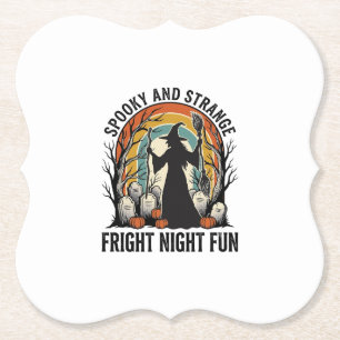 Vintage-Hexen-Halloween-Friedhof-Silhouette-Kunst_ Untersetzer