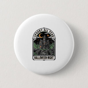 Vintage Hexen Halloween Spukhaus-Shirt_1 Button