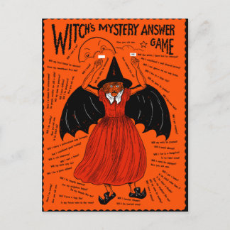 Vintage Hexen-Mystery-Antwortspiel Postkarte