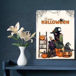 Vintage-Hexen-Tarot-Gruselpumpkin-Halloween Poster