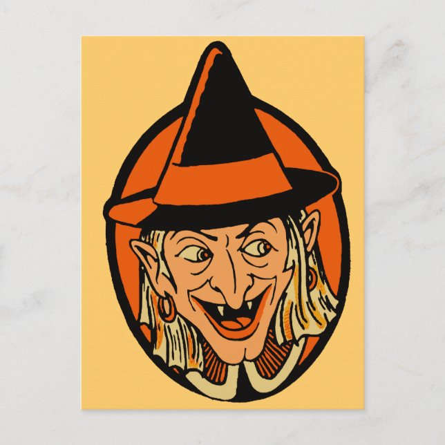 Vintage Hexengesicht Postkarte (Vorderseite)
