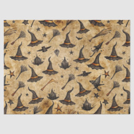 Vintage Hexenhats & Broomsticks Halloween Muster Seidenpapier