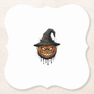Vintage Hexenhut Kürbis Halloween Grafik_1 Untersetzer