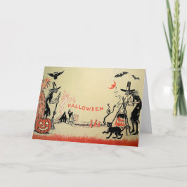 Vintage Hexenkarte Halloween Feiertagskarte