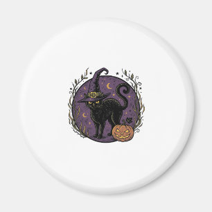 Vintage-Hexenkatze-Halloween-Vektor-Shirt-Design_1 Magnet