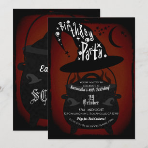 Vintage Hexenkessel Geburtstag Halloween Party Einladung