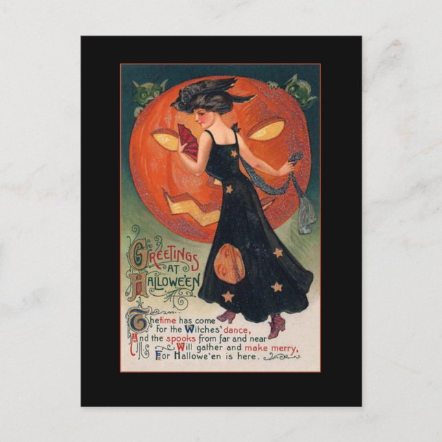 Vintage Hexenverglasung mit blutigem Text Einladungspostkarte (Vorderseite)