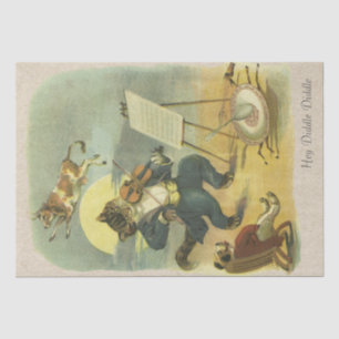 Vintage Hey Diddle Diddle Kinderreim Decoupage Seidenpapier