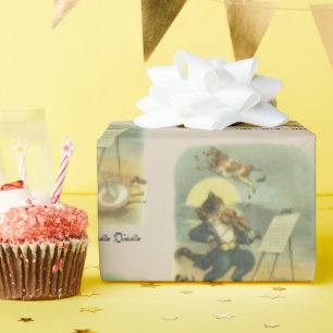 Vintage Hey Diddle Diddle Kinderreim restauriert Geschenkpapier