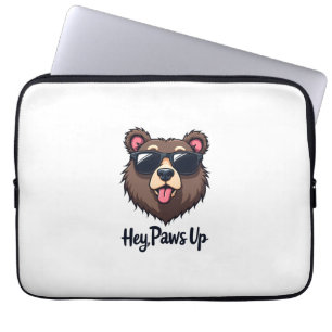 Vintage Hey Paws Up Bär mit Sonnenbrille Lustiger Laptopschutzhülle