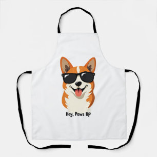 Vintage Hey, Paws Up Corgi mit Sonnenbrille Süßer Schürze