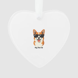 Vintage Hey, Pfoten hoch Corgi mit Sonnenbrille Sü Ornament