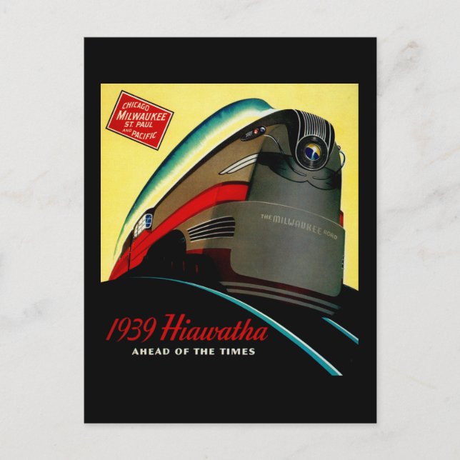 Vintage-Hiawatha-Stromlinienzug Postkarte (Vorderseite)
