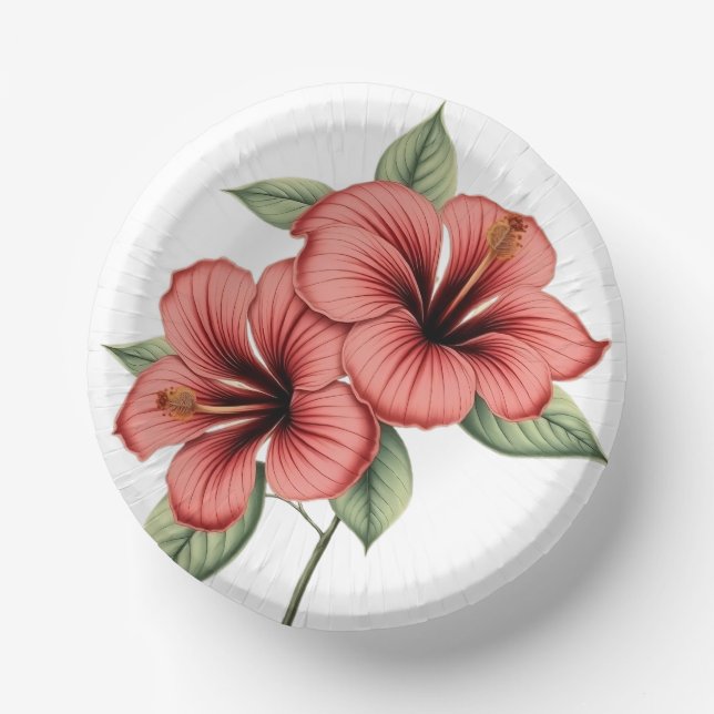 Vintage Hibiscus Pappteller (Vorderseite)
