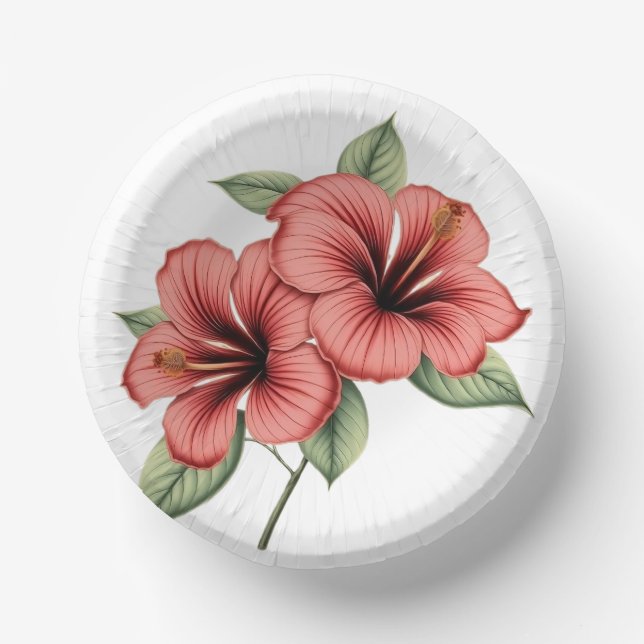 Vintage Hibiscus Pappteller (Vorderseite)