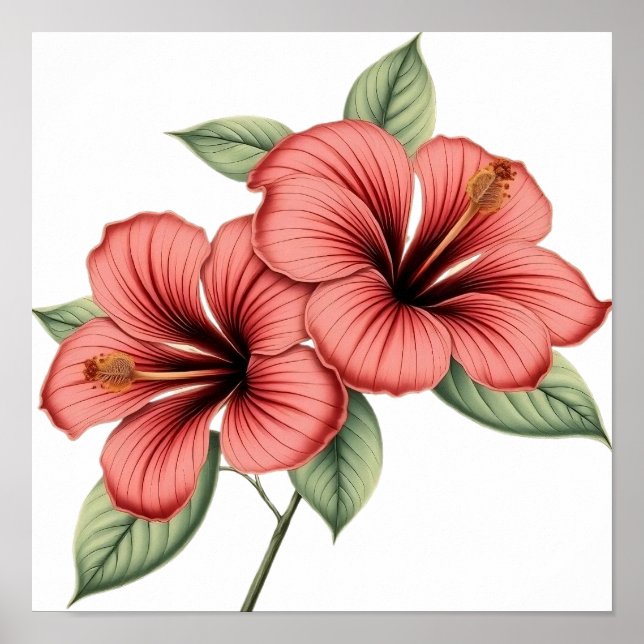 Vintage Hibiscus Poster (Vorne)