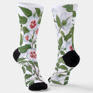Vintage Hibiskusblüten von Basilius Besler Socken