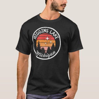 Vintage Higgins Lake Michigan See Sonnenuntergang T-Shirt