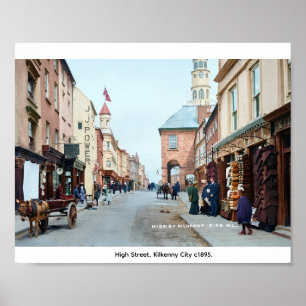 Vintage High St. Kilkenny Stadt Irland Poster