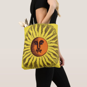 Vintage Himmel Gelbe Lächelnde Glückliche Hippie-S Tasche