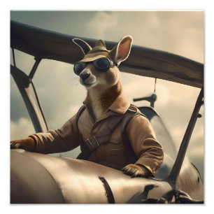 "Vintage Himmel: Kangaroo-Pilot im alten Flugzeug Fotodruck