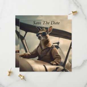 "Vintage Himmel: Kangaroo-Pilot im alten Flugzeug Save The Date