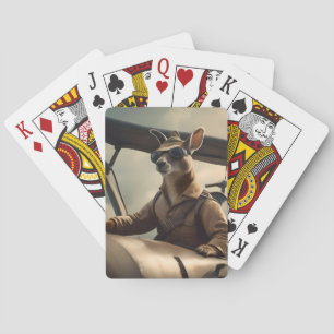 "Vintage Himmel: Kangaroo-Pilot im alten Flugzeug Spielkarten