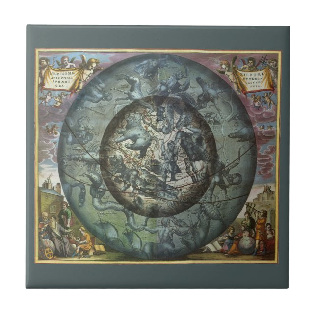 Vintage Himmelsastronomie der Nordkonstellation Fliese (Vorderseite)