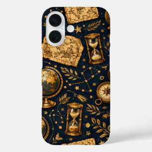 Vintage-Himmelskarte und Astronomie-Muster iPhone 16 Hülle