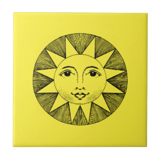 Vintage Himmelslächelnde Sonnenstrahlen Fliese