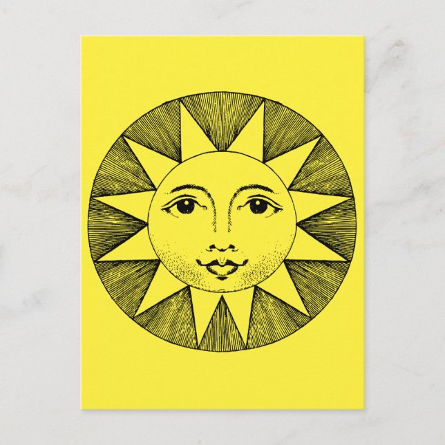 Vintage Himmelslächelnde Sonnenstrahlen Postkarte (Vorderseite)