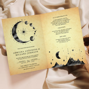 Vintage Himmelsmond Mondphasen Hochzeit Einladung