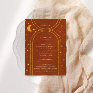 Vintage Himmelsmondstars Hochzeitdetails Begleitkarte