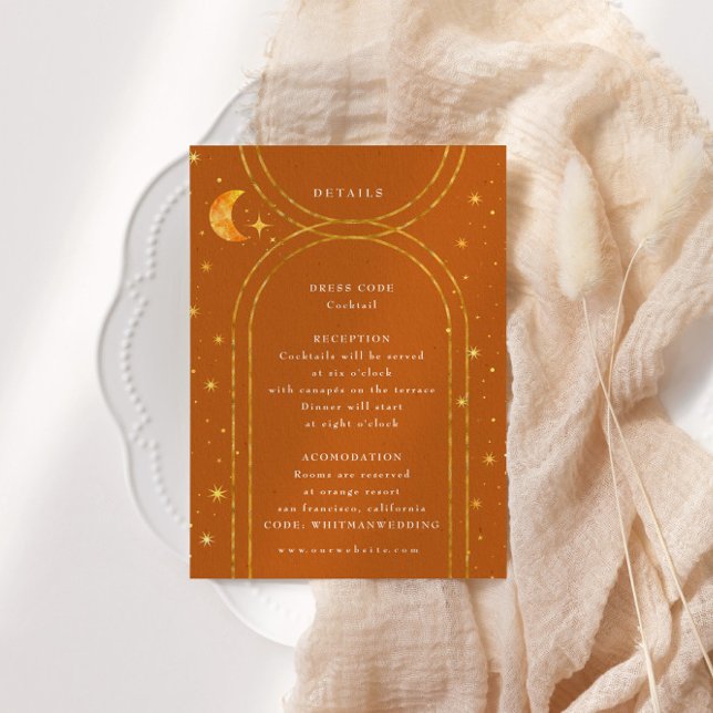 Vintage Himmelsmondstars Hochzeitdetails Begleitkarte (Von Creator hochgeladen)