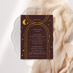 Vintage Himmelsmondstars Hochzeitdetails Begleitkarte