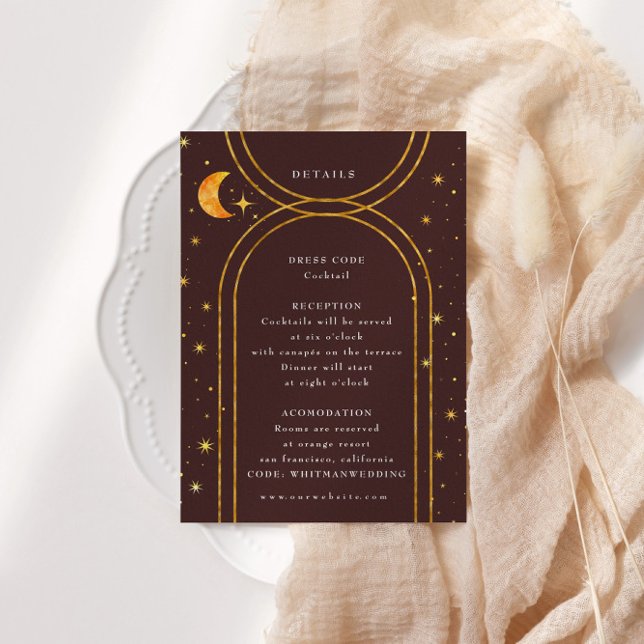 Vintage Himmelsmondstars Hochzeitdetails Begleitkarte (Von Creator hochgeladen)