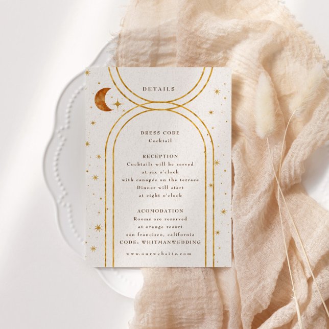 Vintage Himmelsmondstars Hochzeitdetails Begleitkarte (Von Creator hochgeladen)