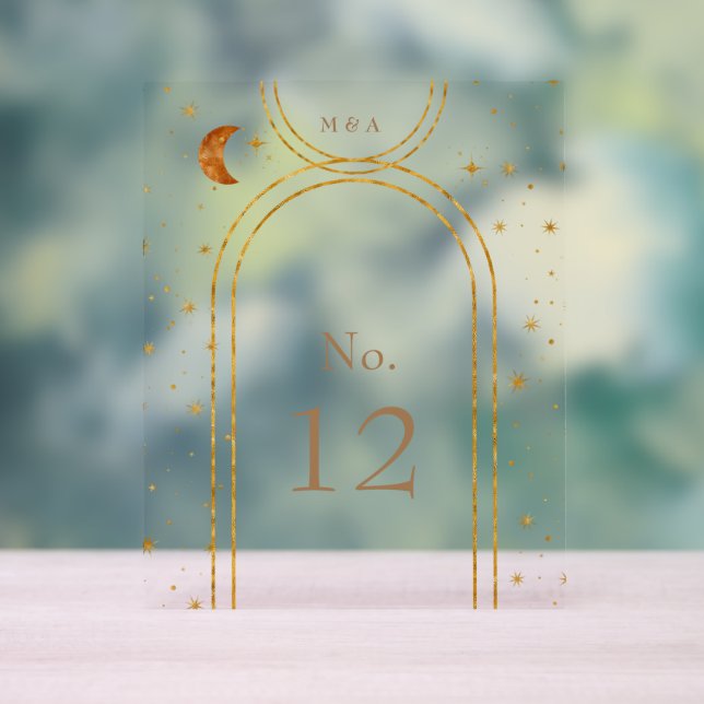Vintage Himmelsstars Tischnummer Acrylschild (Neutral)