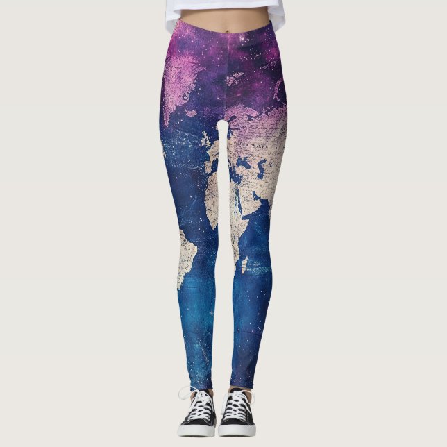 Vintage Himmelsweltkarte (4) Leggings (Vorderseite)