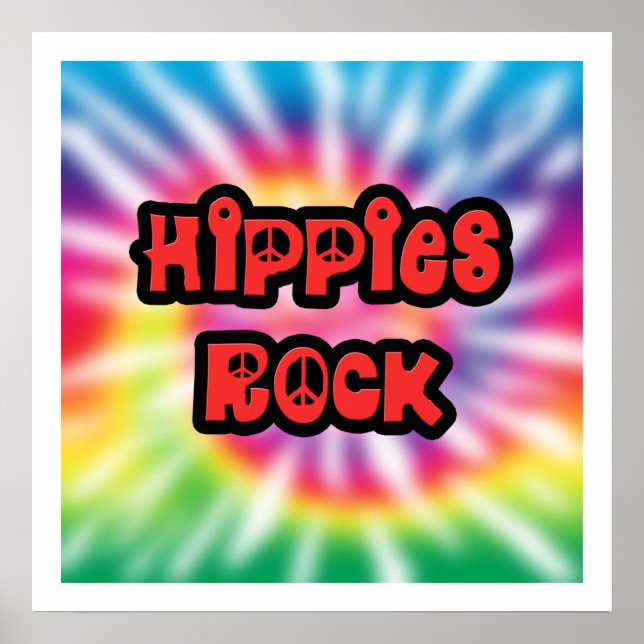 Vintage Hippies Rock Gefärbte Krawatte Poster (Vorne)