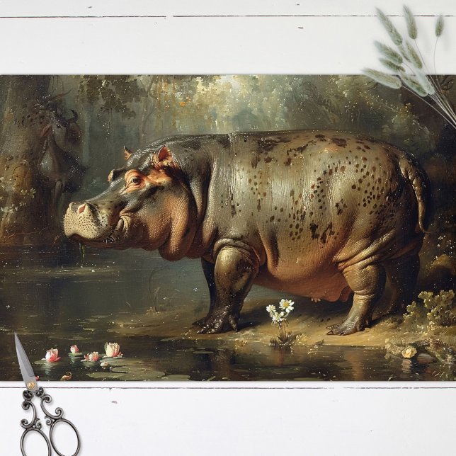 Vintage Hippo-Malerei Seidenpapier (Von Creator hochgeladen)
