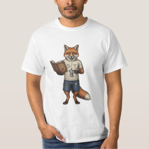 Vintage-Hipster-Fuchs-Kaffeebrüher & Buchleser T-Shirt