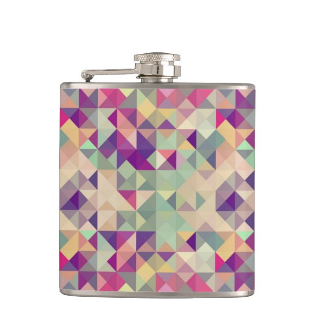Vintage Hipster-geometrisches Muster Flachmann (Vorderseite)