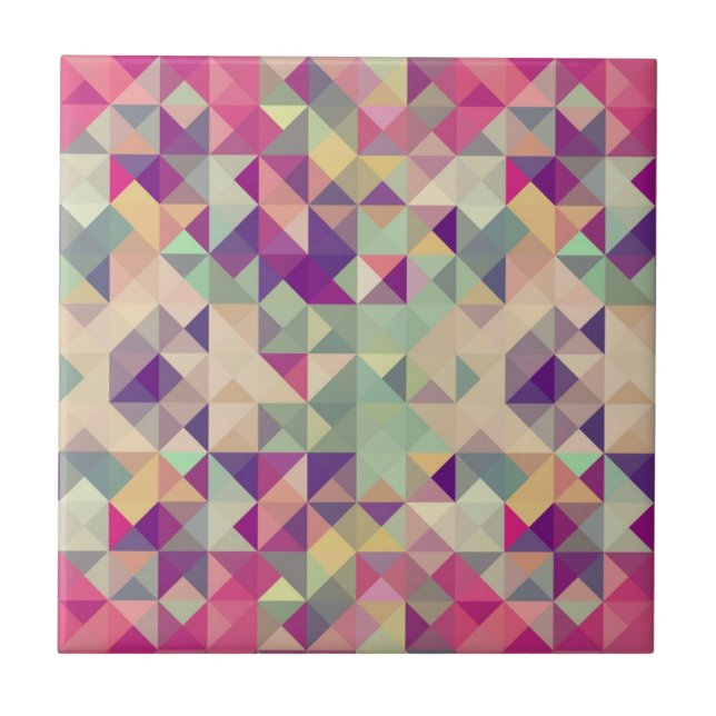 Vintage Hipster-geometrisches Muster Fliese (Vorderseite)