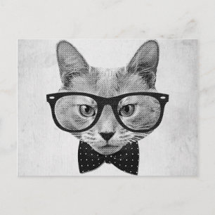 Vintage-Hipster-Katze Postkarte